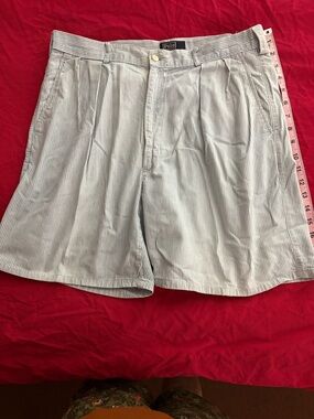 Polo by Ralph Lauren Light Blue & White Striped Men’s Flat Front Shorts